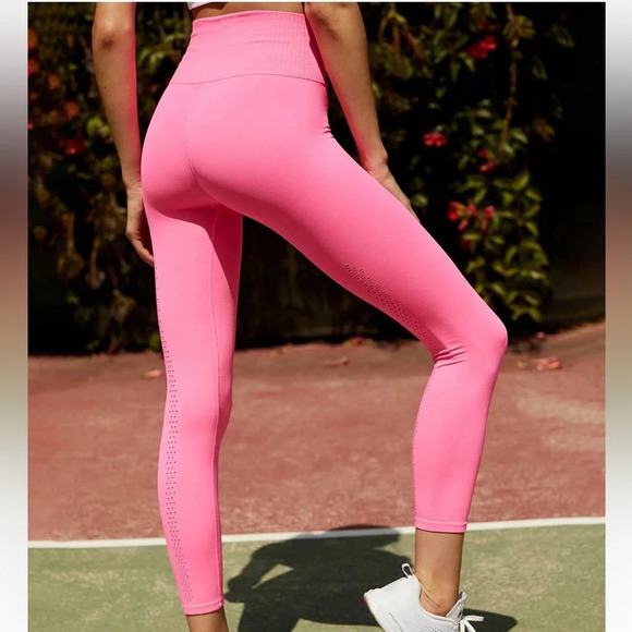 Free People Movement Good Karma Barbie Core Tropical Pink 7/8 Leggings - Picture 2 of 7